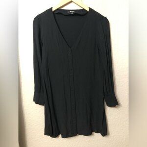 Madewell Black Mini Shift Dress Button Front - XS